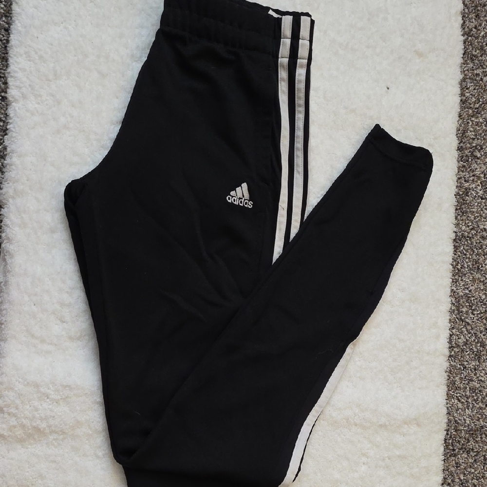 Adidas Black Sweatpants with Tapered Fit and Elastic Cuffs